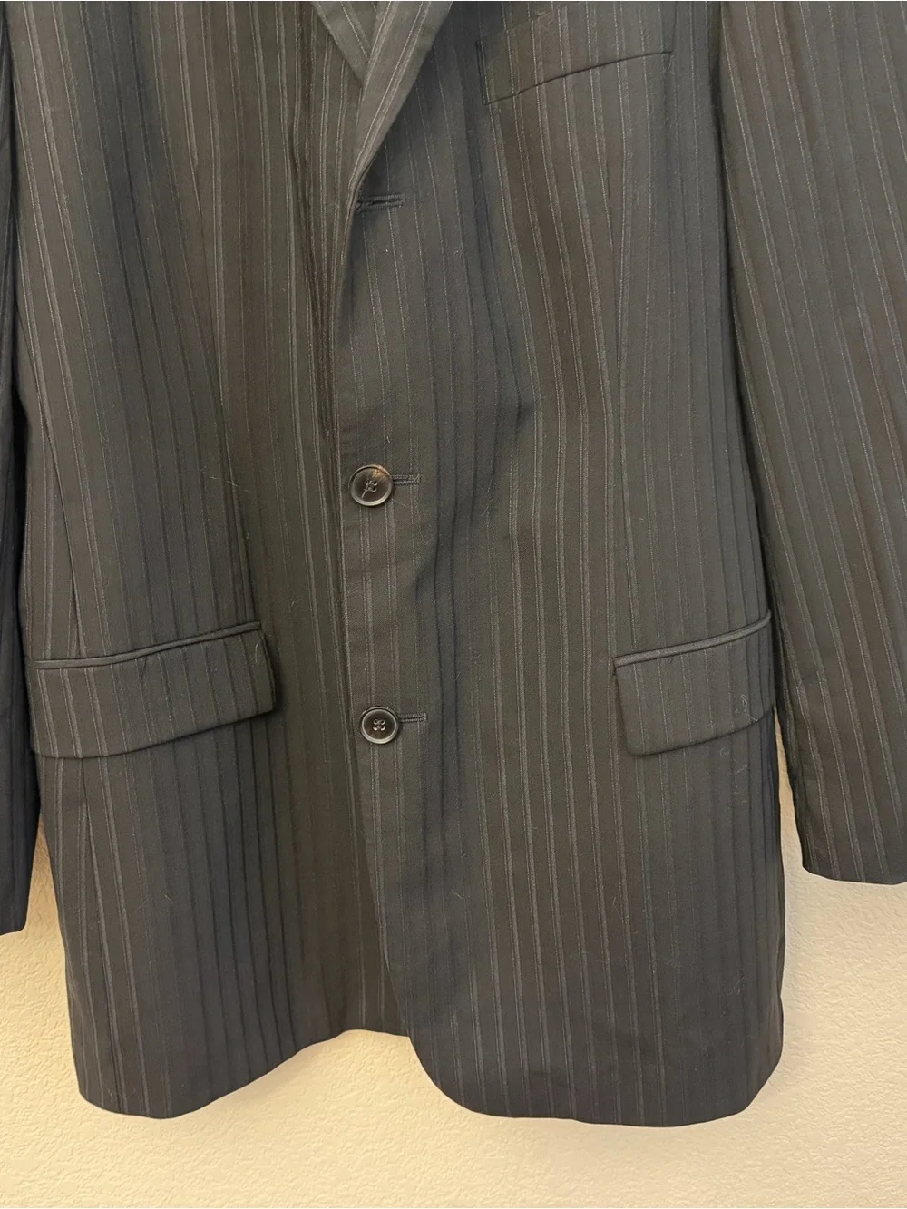 Hugo Boss Sz 44R Black Pinstripe Blazer as seen in Scorsese movie wool Y2K